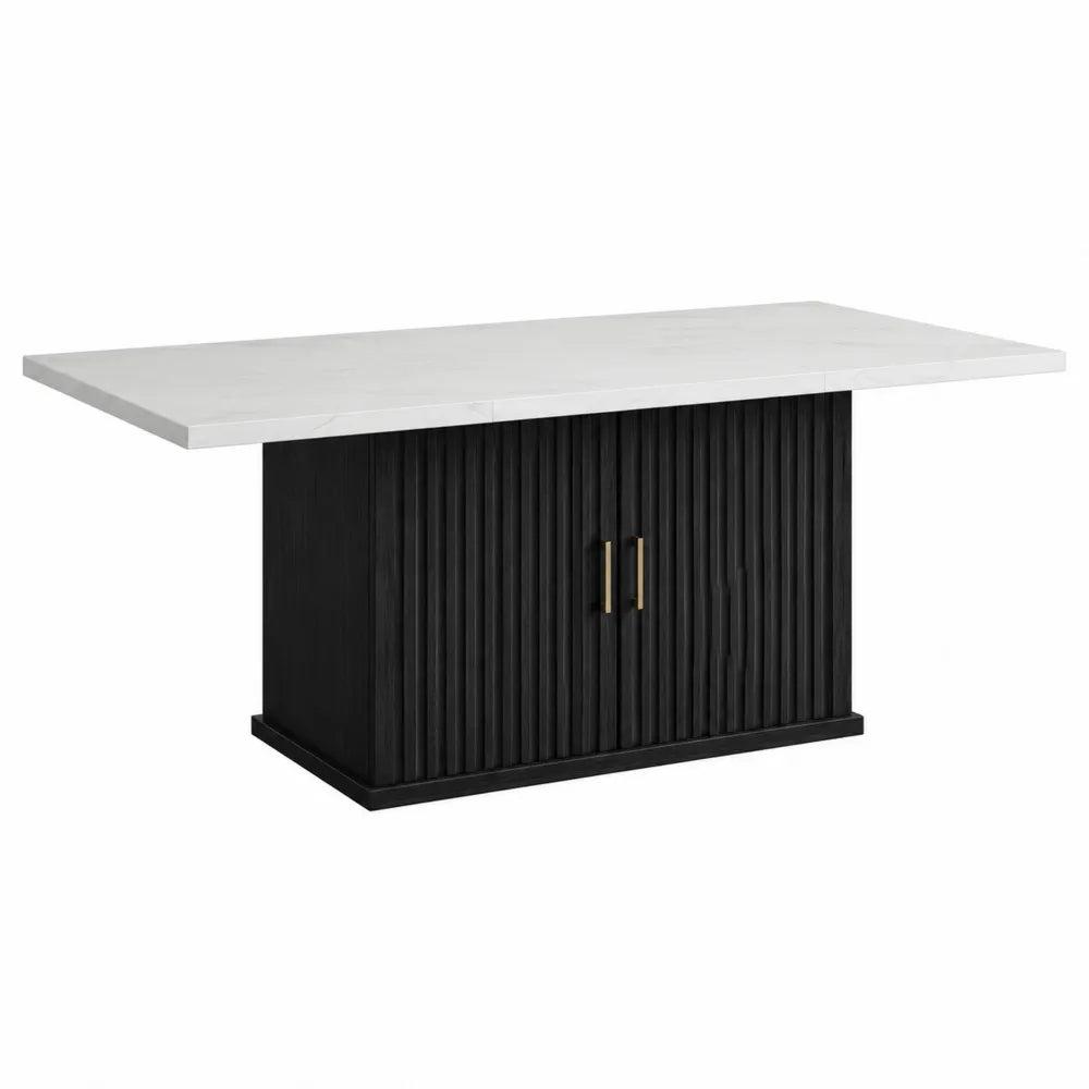 Tavolo da pranzo in marmo e legno nero 180 cm