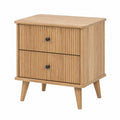 Comodino in legno con 2 cassetti, rovere, 60x40x30 cm