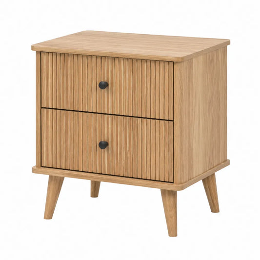 Comodino in legno con 2 cassetti, rovere, 60x40x30 cm