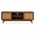 Mobile TV in legno noce con ante in rattan 150x40x50 cm