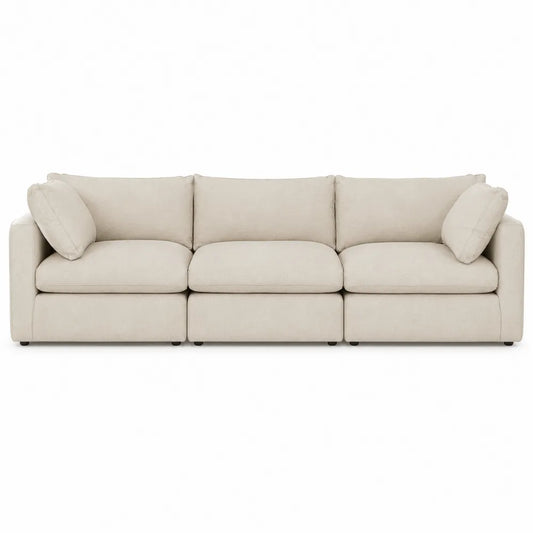Divano modulare 3 posti beige tessuto poliestere