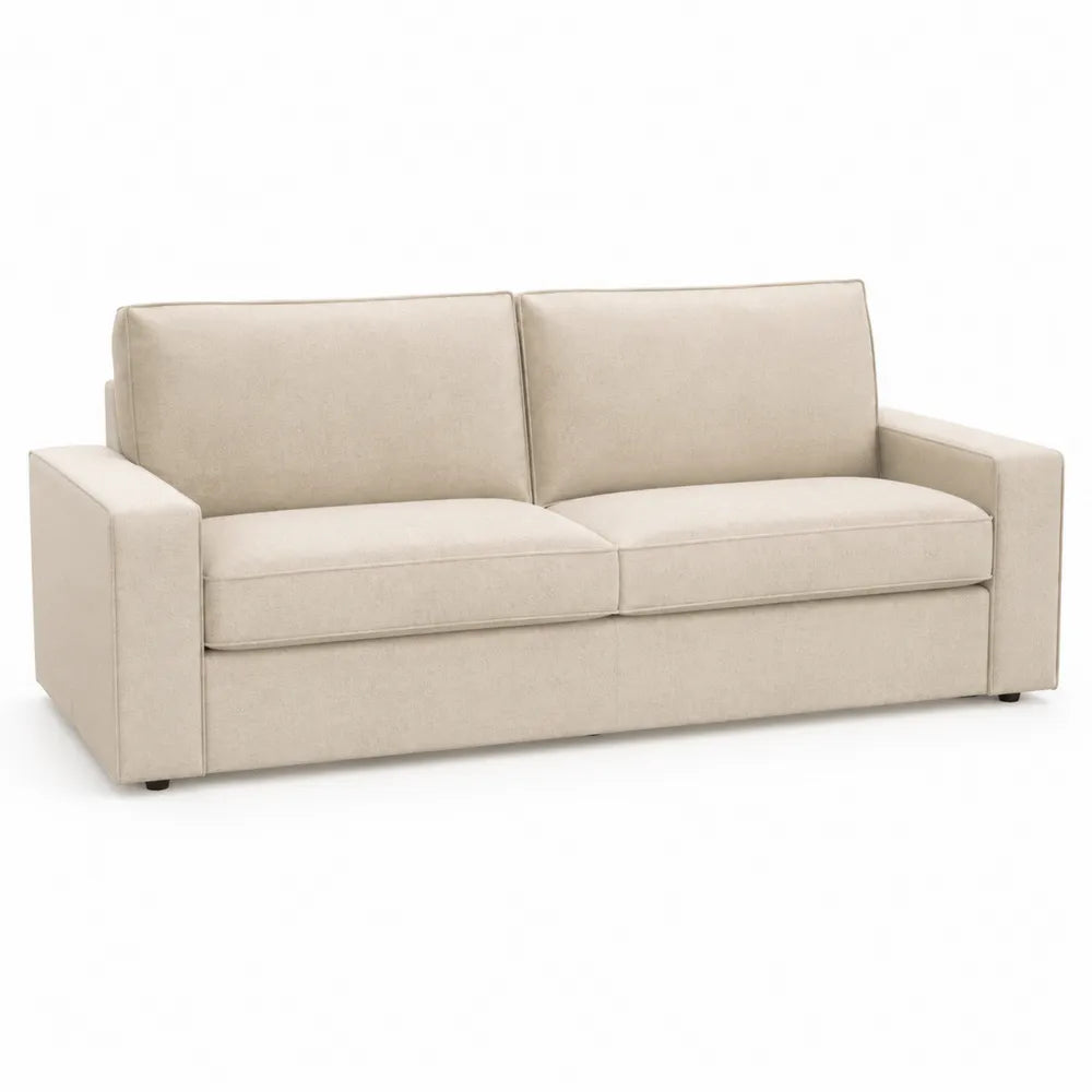 Divano letto 3 posti beige tessuto poliestere