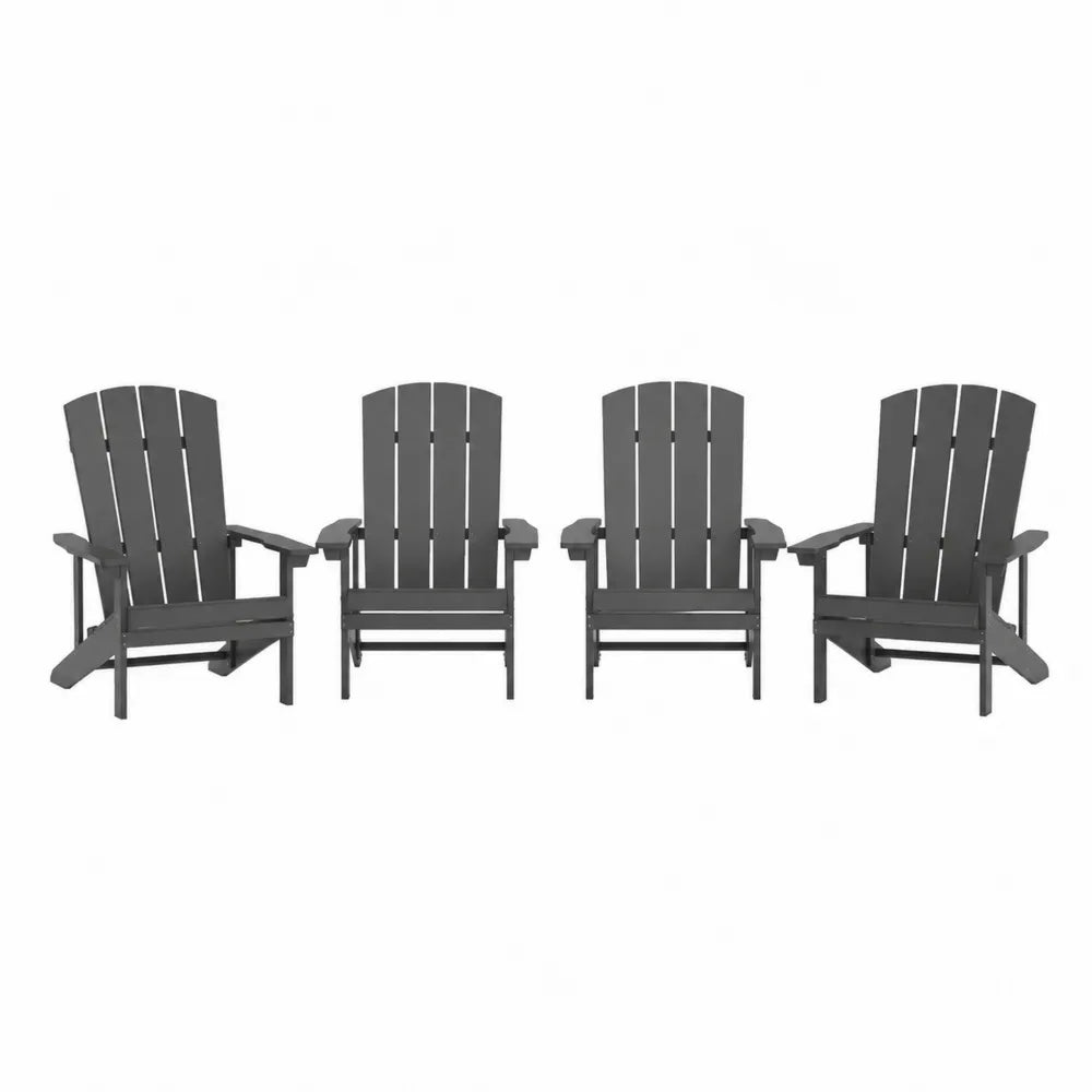 Set di 4 Sedie da Esterno in Plastica Grigio Antracite