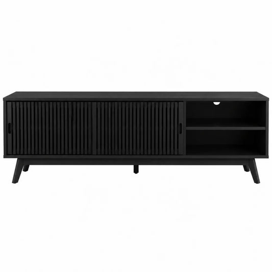 Mobile TV in legno nero con ante scorrevoli 140x40x45 cm