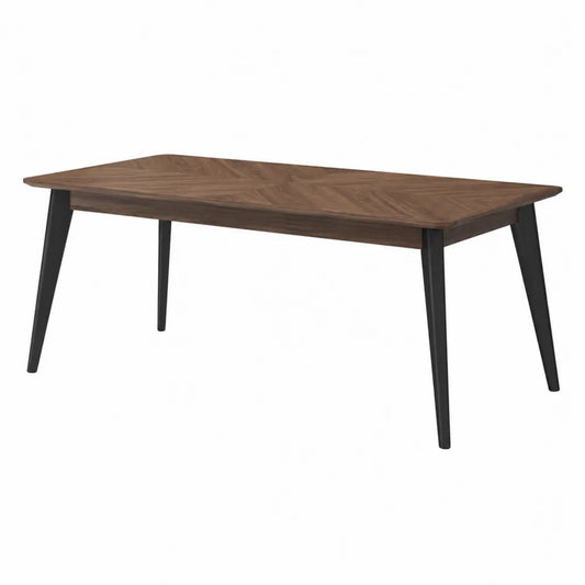 Tavolo da pranzo rettangolare in noce e acciaio 180x90x76 cm