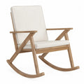 Sedia a dondolo in legno di teak e cotone beige