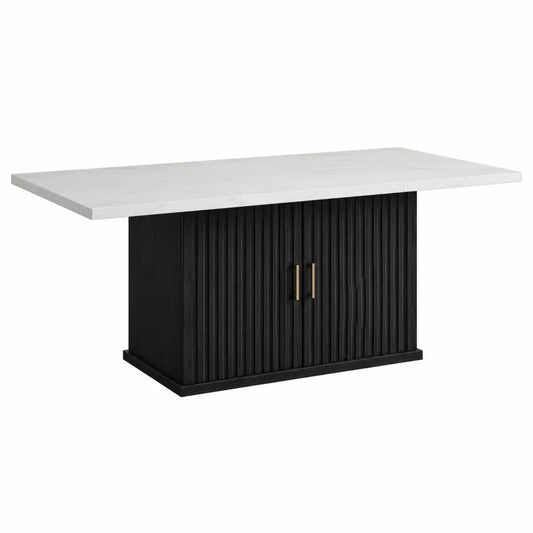 Tavolo da pranzo in marmo e legno nero 180 cm