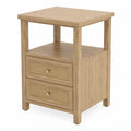 Comodino in Legno di Quercia con Cassetti in Rattan 45x35x60 cm