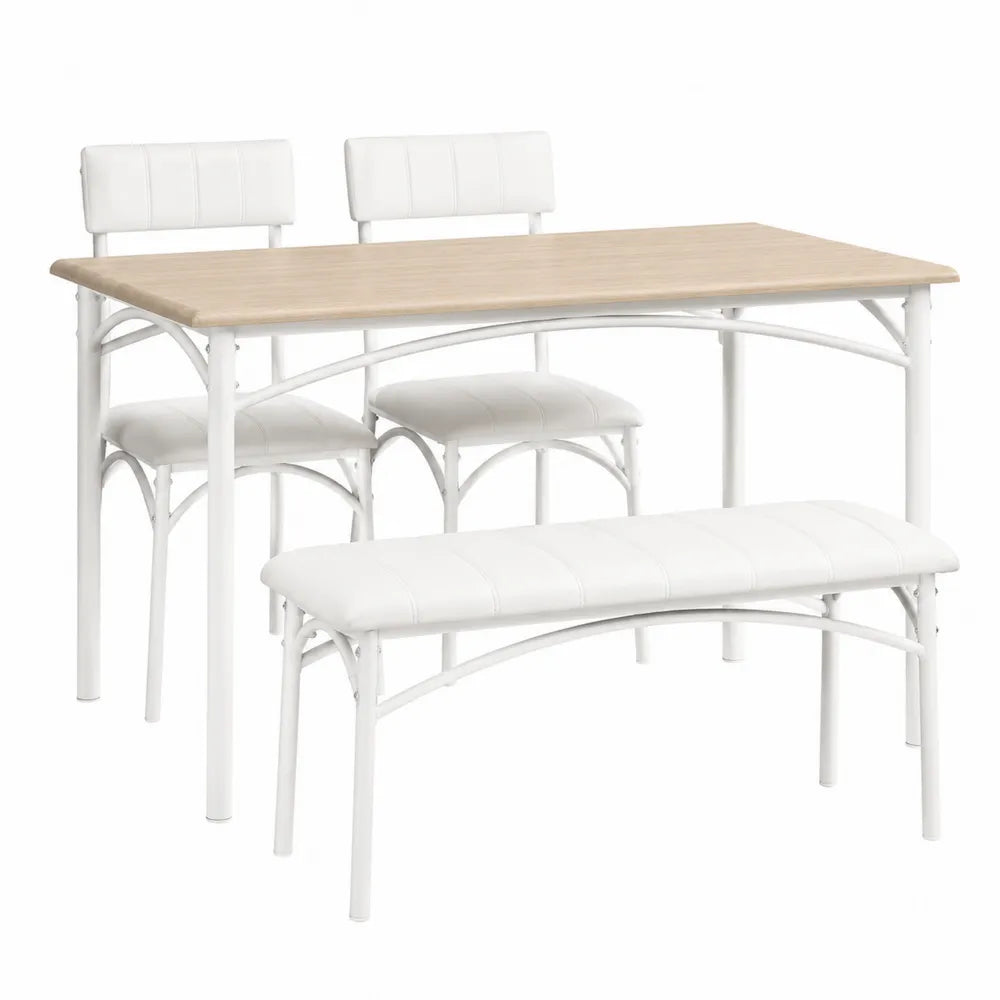 Set tavolo da pranzo con sedie e panca in metallo e MDF