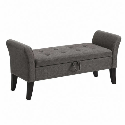 Panca in tessuto imbottito con contenitore grigia 120x40x50 cm